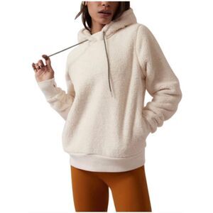 Athleta Tugga Sherpa Thumb Holes Side Pockets Sleeve Warm Cozy Hoodie Sz S